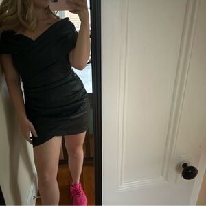 Faux Leather off the shoulder Dress